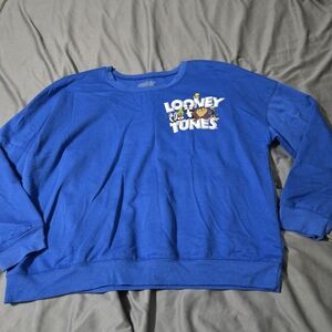 Looney Tunes Womens Blue Crewneck Sweatshirt Size XL "Thats All Folks" Taz Bugs